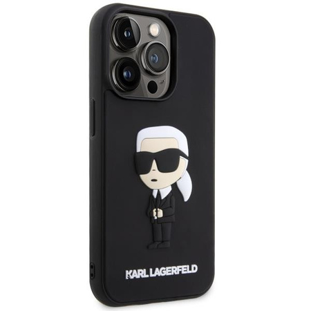 Etui Karl Lagerfeld KLHCP14X3DRKINK na iPhone 14 Pro Max 6.7" - czarne Rubber Ikonik 3D