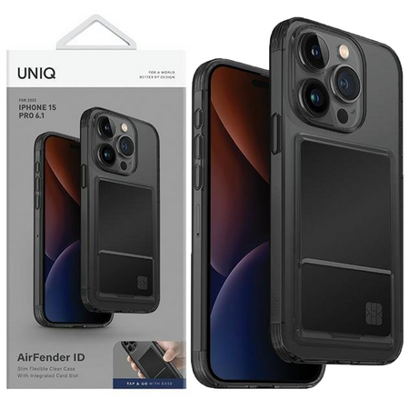 UNIQ etui Air Fender ID iPhone 15 Pro Max 6.7" szary/smoked grey tinted Cardslot