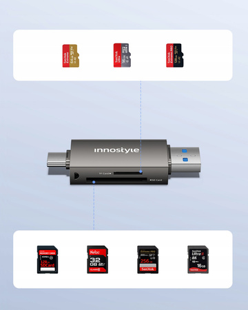 INNOSTYLE CZYTNIK KART SD USB-C USB DO TELEFONU LAPTOPA MICRO SD TF