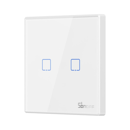 Sonoff T2EU2C-RF dwukanałowy dotykowy włącznik światła przełącznik przycisk Wi-Fi na pilot 433 MHz  biały (M0802030010)