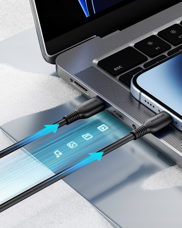 INNOSTYLE JAZZY KABEL USB-C LIGHTNING MFI SZYBKIEGO ŁADOWANIA DO IPHONE KEVLAR 1M CZARNY