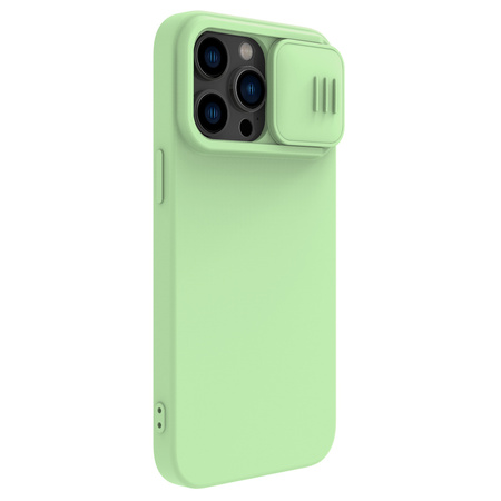 Nillkin CamShield Silky Silicone Case etui iPhone 14 Pro pokrowiec z osłoną na aparat zielony