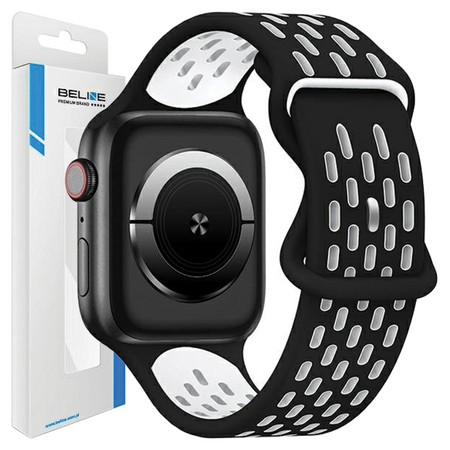 BELINE PASEK SILIKONOWY DO APPLE WATCH 42 44 45 49MM NEW SPORT CZARNY BIAŁY