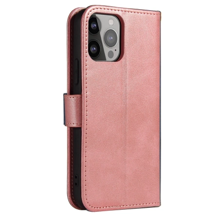 Magnet Case elegancki futerał etui pokrowiec z klapką i funkcją podstawki iPhone 13 Pro różowy