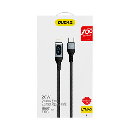Dudao kabel USB Typ C - Lightning szybkie ładowanie PD 20W 1m czarny (L7MaxL)