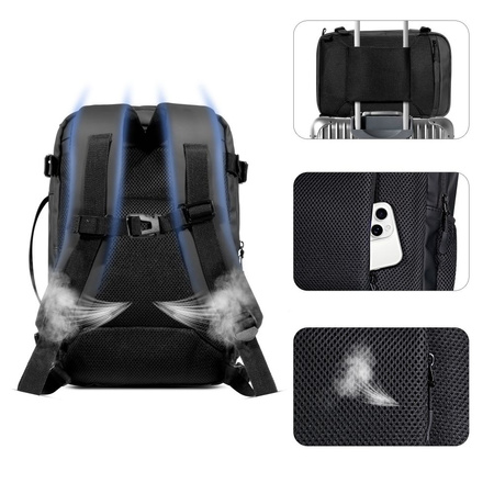 TECH-PROTECT DEFENDER S50 RYANAIR & WIZZAIR TRAVEL LAPTOP CABIN BACKPACK 20L 40x20x25 BLACK