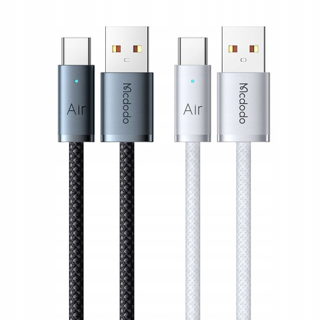 MCDODO KABEL USB-A USB-C SZYBKIE ŁADOWANIE USB TYP C 6A 100W 2M LED BIAŁY
