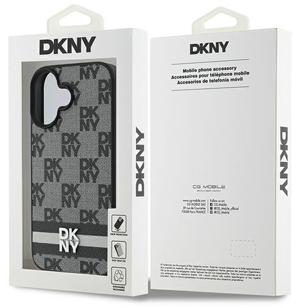 DKNY ETUI HARDCASE DO IPHONE 16 6.1 WZÓR CHECKERED STRIPES WYSOKIEJ JAKOŚCI