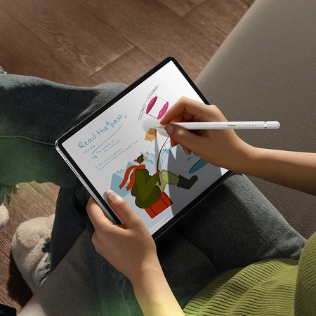 Rysik z aktywną końcówką Baseus Smooth Writing 2 do iPad + kabel USB-A - Lightning i wymienna końcówka - biały