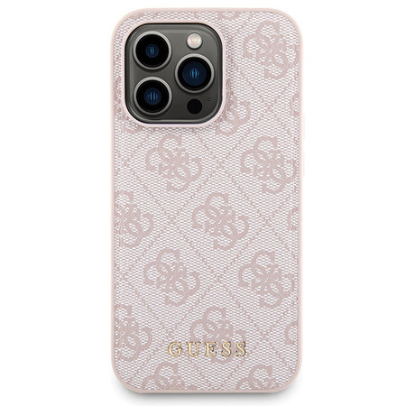 Zestaw Guess GUBPM5P14L4GEMGP iPhone14 Pro 6.1 hardcase + Powerbank 5000mAh MagSafe różowy/pink 4G Metal Logo