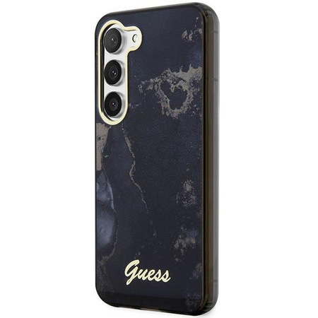 Etui Guess GUHCS23SHTMRSK S23 S911 - czarne Golden Marble Collection