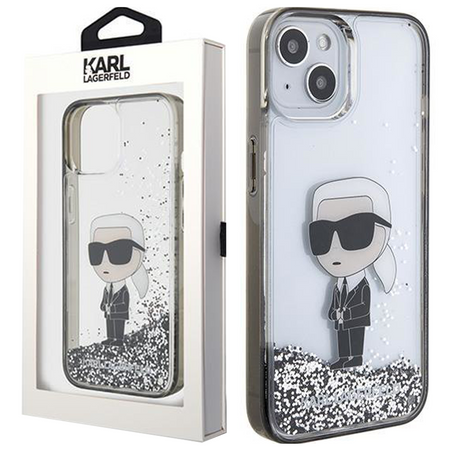 Karl Lagerfeld KLHCP15SLKKNSK iPhone 15 6.1" transparent hardcase Liquid Glitter Ikonik