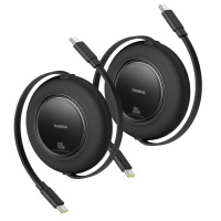 Kabel zwijany Baseus Free2Pull 100W USB-C - USB-C 2m (2 szt.) - czarny