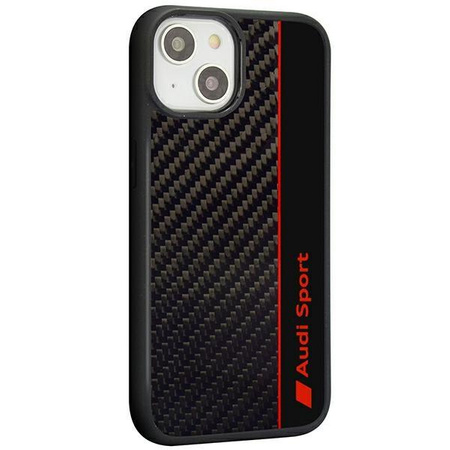Etui Audi Carbon Fiber Stripe na iPhone 14 - czarne AUS-TPUPCIP14-R8/D1-BK