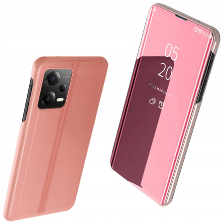 Clear View Case etui do Xiaomi Redmi Note 12 5G / Poco X5 5G pokrowiec z klapką różowe