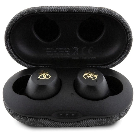 Słuchawki Bluetooth TWS Guess 4G Metal ze stacją dokującą ENC - czarne