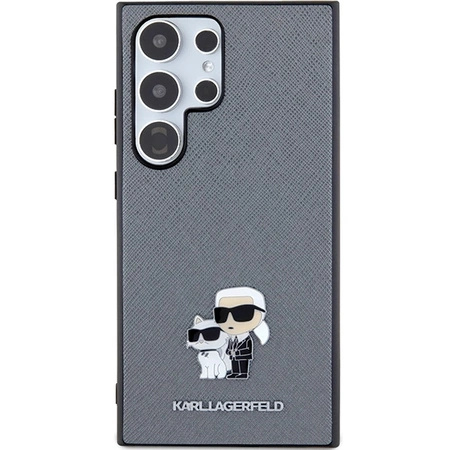 Etui Karl Lagerfeld Saffiano Karl&Choupette Metal Pin na Samsung Galaxy S24 Ultra - szare