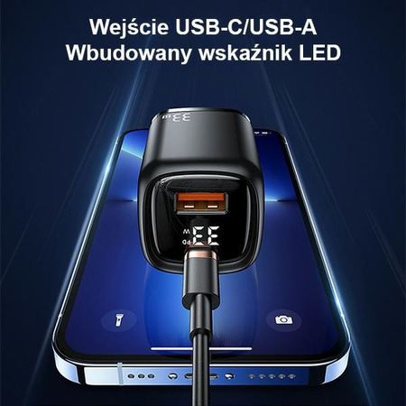 USAMS ŁADOWARKA 1XUSB-C 1XUSB T46 33W DO TELEFONÓW APPLE IPHONE PD3.0 QC3.0