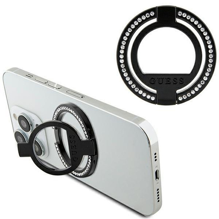 Etui Guess MagSafe Ring stand GUMRSALDGK - czarne Rhinestone