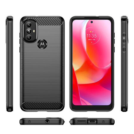 Carbon Case elastyczne etui pokrowiec Motorola Moto G Power 2022 czarny