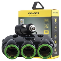 AWEI ROZGAŁĘŹNIK C-353 ZAPALNICZKA 12V 2 USB DO AUTA ROZDZIELACZ ŁADOWANIA