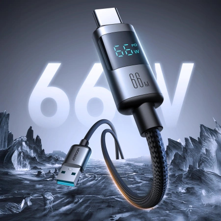 Kabel Joyroom S-A16 Pro Prism Series 66W USB-A - USB-C z wyświetlaczem 1,2m - czarny