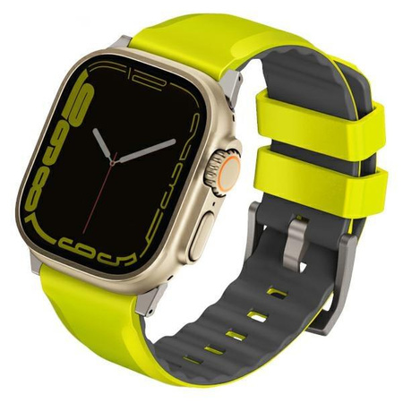 Etui Uniq pasek Linus na Apple Watch 1/2/3/4/5/6/7/8/SE/SE2/Ultra 42/44/45/49mm Airosoft Silicone limonkowy/lime green