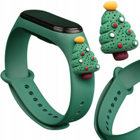 Strap Xmas opaska do Xiaomi Mi Band 4 / Mi Band 3 świąteczny silikonowy pasek bransoletka ciemnozielony (choinka 2)