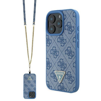 Guess GUHCP16LP4TDSCPB iPhone 16 Pro6.3 niebieski/blue hardcase Leather Metal Logo Strass Crossbody