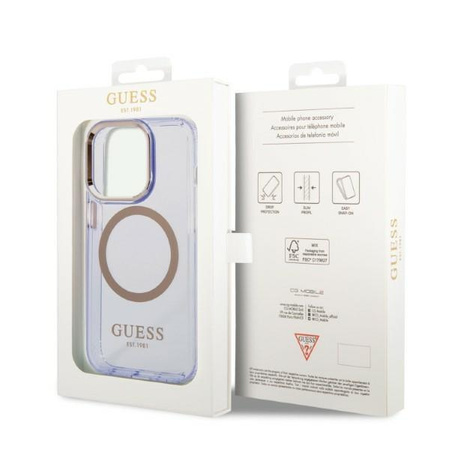 Etui Guess GUHMP14LHTCMU na iPhone 14 Pro purpurowy/purple Gold Outline Translucent MagSafe