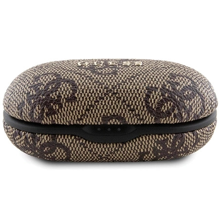 Słuchawki Bluetooth TWS Guess 4G Metal ze stacją dokującą ENC - brązowe