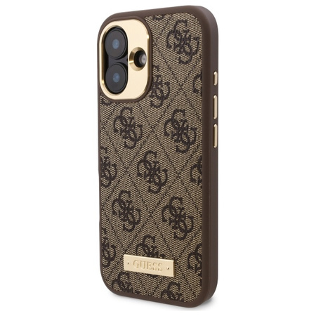 Guess GUHMP16SU4GPRW iPhone 16 6.1 brązowy/brown hardcase 4G Logo Plate MagSafe