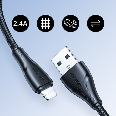 Joyroom kabel USB - Lightning 2.4A 0,25 m czarny (S-UL012A11)