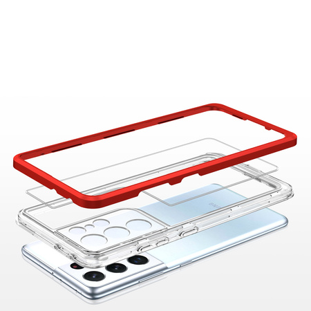 Clear 3in1 etui do Samsung Galaxy S23 Ultra silikonowy pokrowiec z ramką czerwone