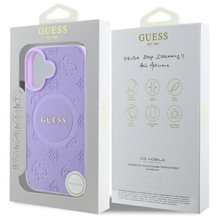 GUESS ETUI HARDCASE DO IPHONE 16 6.1 DO MAGSAFE SAFFIANO PEONY CLASSIC LOGO