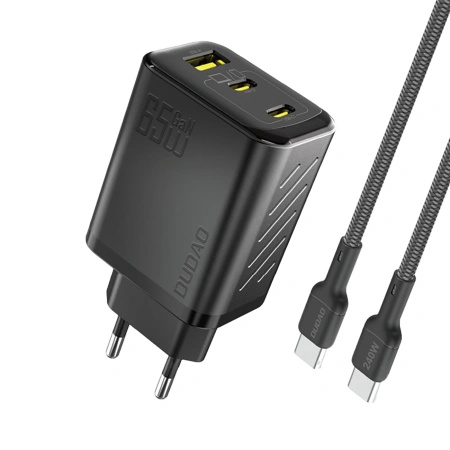 DUDAO ŁADOWARKA SIECIOWA 65W GAŃ DO TELEFONÓW 1 USB-C Z KABLEM