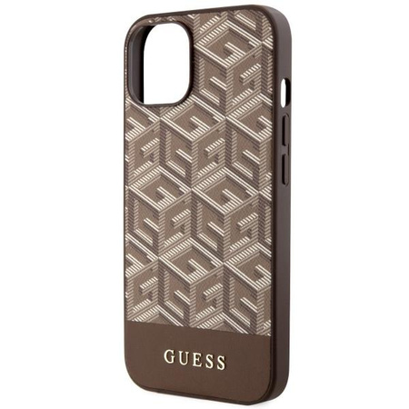 Etui Guess GUHMP14MHGCFSEW na iPhone 14 Plus - brązowe GCube Stripes MagSafe