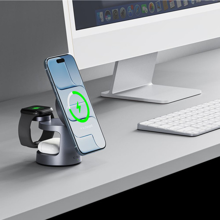TECH-PROTECT A48 3IN1 MAGNETIC MAGSAFE WIRELESS CHARGER 25W QI2.2 DARK GREY