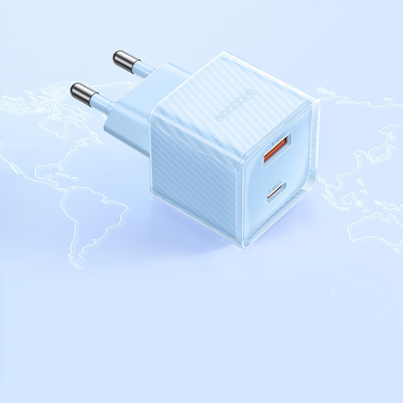 MCDODO FAST PHONE CHARGER POWER ADAPTER 2X USB USB-C 33W GAN BLUE