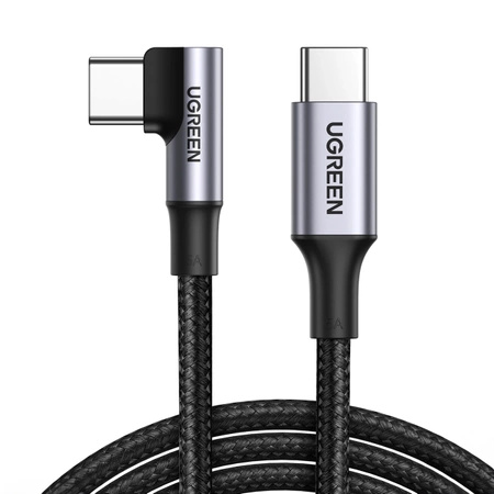 Kabel kątowy Ugreen US334 USB-C / USB-C 90º 480Mb/s 2m - czarny