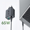 Acefast 2w1 ładowarka sieciowa 2x USB Typ C / USB 65W, PD, QC 3.0, AFC, FCP (zestaw z kablem) czarny (A13 black)