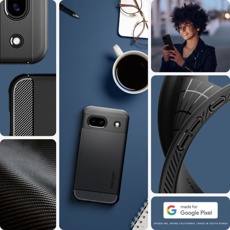 SPIGEN POKROWIEC RUGGED ARMOR DO GOOGLE PIXEL 8A KOMPATYBILNE Z UPADKAMI