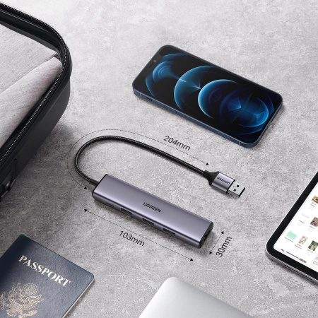 UGREEN HUB USB 4X 3.0 DO PC KOMPUTERA LAPTOPA Z PORTAMI SZYBKIEGO ŁADOWANIA