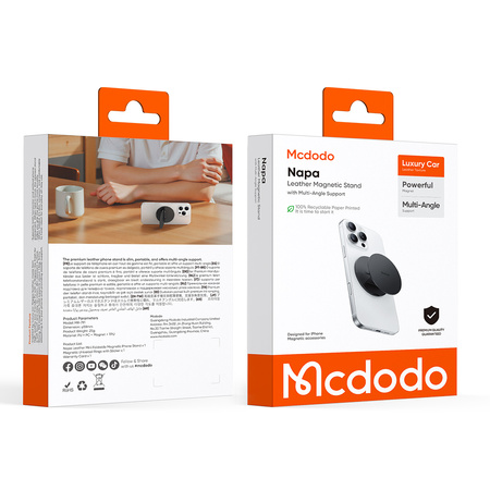 MCDODO STOJAK UCHWYT NA TELEFON MAGNETYCZNY RING NA PALEC SKŁADANY CZARNY