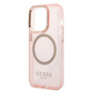 Guess GUHMP14LHTCMP iPhone 14 Pro 6,1" różowy/pink hard case Gold Outline Translucent MagSafe