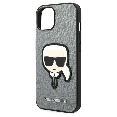 Karl Lagerfeld KLHCP14MSAPKHG iPhone 14 Plus 6,7" srebrny/silver hardcase Saffiano Karl`s Head Patch