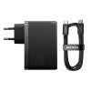 Ładowarka sieciowa GaN Baseus GaN5 Pro 2x USB-C / USB-A 160W - czarna + kabel USB-C - USB-C 240W - czarny