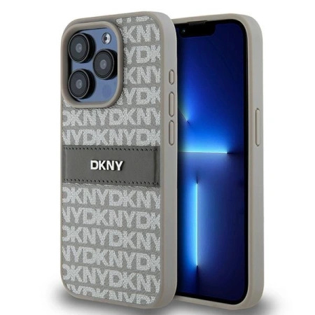 DKNY ETUI HARDCASE LEATHER MONO STRIPE DO IPHONE 15 PRO MAX 6.7 METAL LOGO