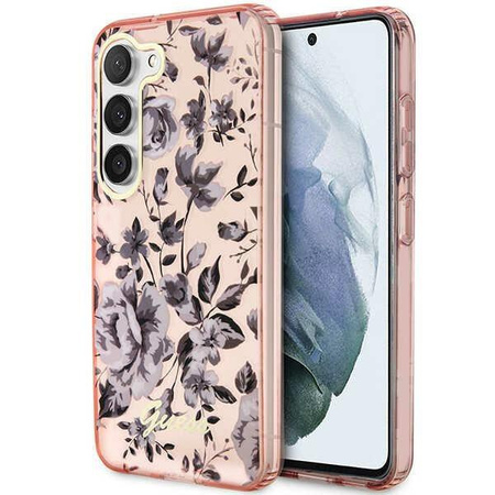 Etui Guess GUHCS23MHCFWSP S23+ S916 - różowe Flower Collection