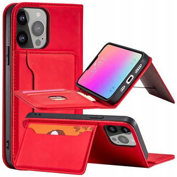 Magnet Card Case etui Samsung Galaxy S23 pokrowiec z klapką portfel podstawka czerwone